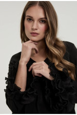 ΓΥΝΑΙΚΕΙΑ ΜΑΥΡΗ ΜΠΛΟΥΖΑ ΜΕ ΒΟΛΑΝ ΣΤΑ ΜΑΝΙΚΙΑ 